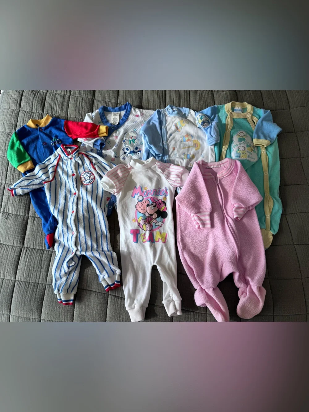 LOT of Vintage Baby Clothes Sleepers Footed Pajamas Small Medium 0-3 Months